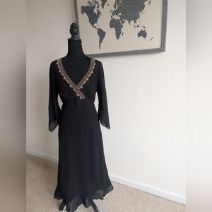 Vintage Black Dress with Gold Detailing